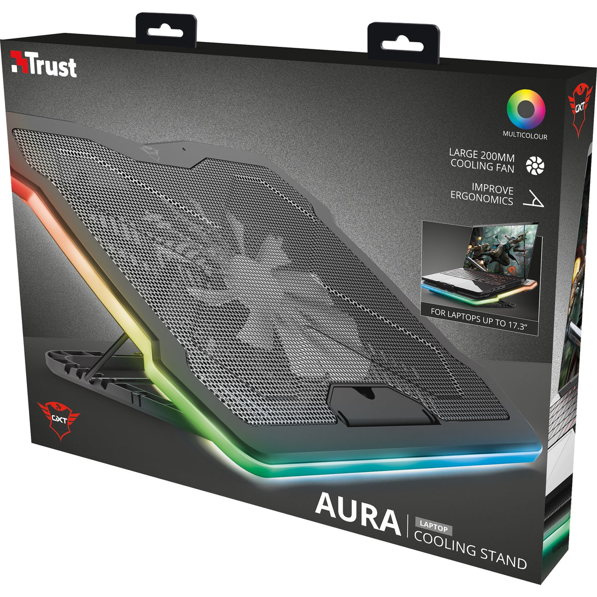 Lodówka do laptopa Trust GXT 1126 Aura (czarna, RGB)