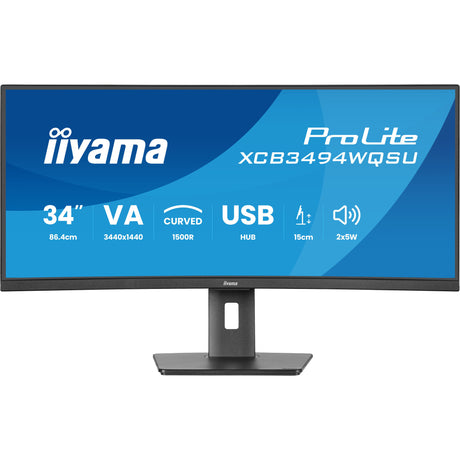Iiyama Prolite XCB3494WQSU-B1 34 zakrzywiony monitor ultrawide (czarny, 2x HDMI, Display Port, 2x USB-A, 2x USB-C)