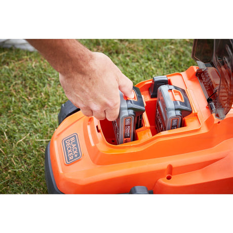 Kosiarka Black+decker bcmw3318l2-qw 2x 18 V (pomarańczowo-czarna, akumulator 2x 18 V 2,5 Ah i ładowarka w zestawie)