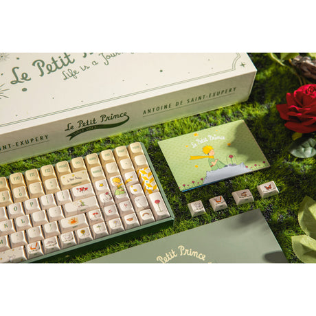 Mechaniczna klawiatura do gier Iqunix F97 Floral Date RGB (zielona, układ USA (QWERTY), Gateron Red, 96%, diody RGB, możliwość wymiany podczas pracy, pbt, 2,4 GHz | bluetooth 5.1 | USB-C)