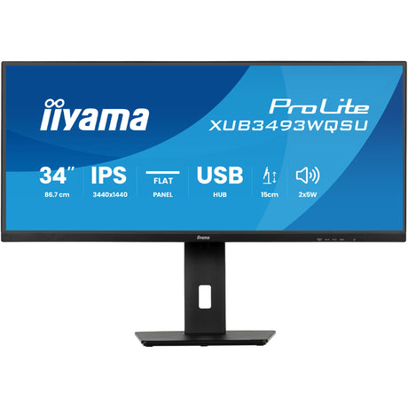 Monitor ultrawide Iiyama prolite xub3493wqsu-b6 34 (czarny (matowy), 2x HDMI, display port, 2x USB-A, USB-B, 2x USB-C)