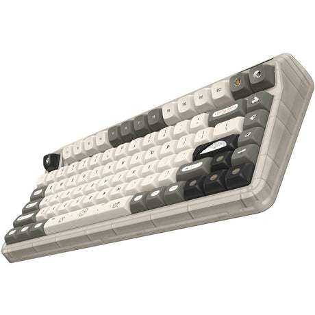 Bezprzewodowa klawiatura mechaniczna Iqunix og80 hitchhiker (szara, układ amerykański (qwerty), wiśnia mx cicha czerwona, 80% (tkl), diody rgb, możliwość wymiany podczas pracy, pbt, 2,4 ghz | bluetooth 5.1 | usb-c)