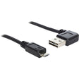 Delock USB 2.0 męski lewy prawy > micro-B, kabel 3m (czarny, 83384)