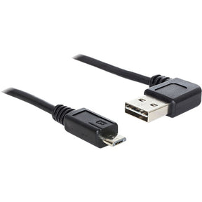 Delock USB 2.0 męski lewy prawy > micro-B, kabel 3m (czarny, 83384)