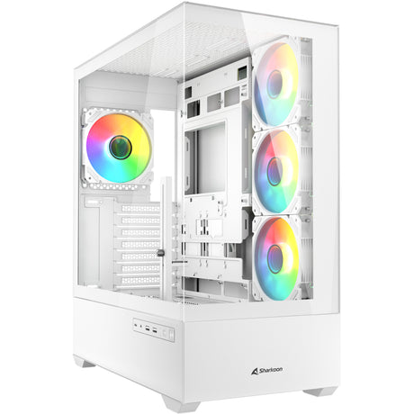 Obudowa midi tower Sharkoon ak6 rgb (biała | 2x usb-a | 1x usb-c | rgb | szkło hartowane)