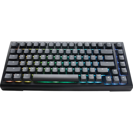 Ducky rzutowany tinker 75 z qmk przez klawiaturę mechaniczną rgb (czarny, układ amerykański (qwerty), wiśniowy mx niebieski, 75%, diody led rgb, podwójny strzał pbt, możliwość wymiany podczas pracy, mocowanie uszczelki)