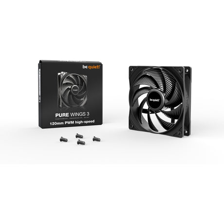 Bądź cicho! szybki wentylator obudowy Pure Wings 3 pwm (czarny, 120 x 120 x 25 mm)