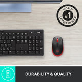 Pełnowymiarowa mysz bezprzewodowa Logitech m190 (czerwona, 1000 dpi)