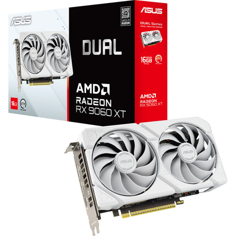 Karta graficzna Asus Radeon RX 9060 XT Dual White Edition 16 GB (biała, RDNA4, GDDR6, 2x Display Port, 1x HDMI 2.1)