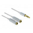 Delock Kabel rozgałęźnik audio stereo jack męski 3,5 mm > 2x stereo jack żeński kabel rozgałęźny (biały srebrny)