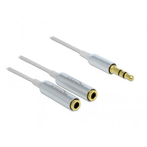 Delock Kabel rozgałęźnik audio stereo jack męski 3,5 mm > 2x stereo jack żeński kabel rozgałęźny (biały srebrny)