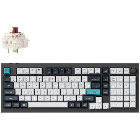 Klawiatura mechaniczna Keychron Q5 Max-M3 RGB (czarna, układ US (QWERTY), Gateron Jupiter Brown, 96%, diody LED RGB, KSA double-shot PBT, hot swap, pokrętło, 2,4 GHz | Bluetooth 5.1 | USB-C)