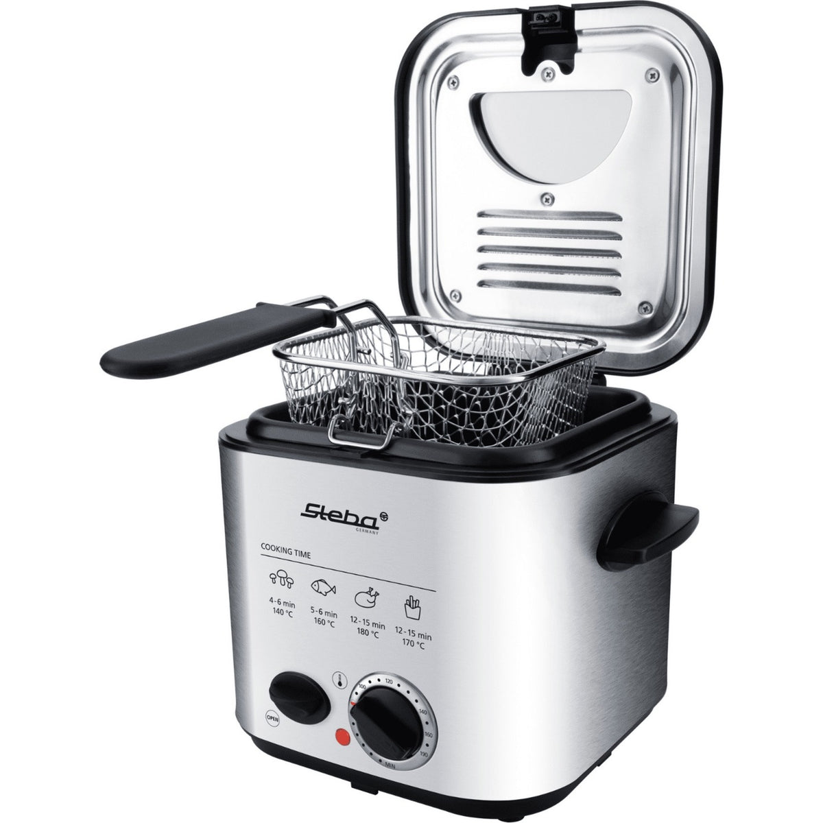 Steba df95f - mini frytkownica do fondue (stal nierdzewna czarna, 1,25 litra)