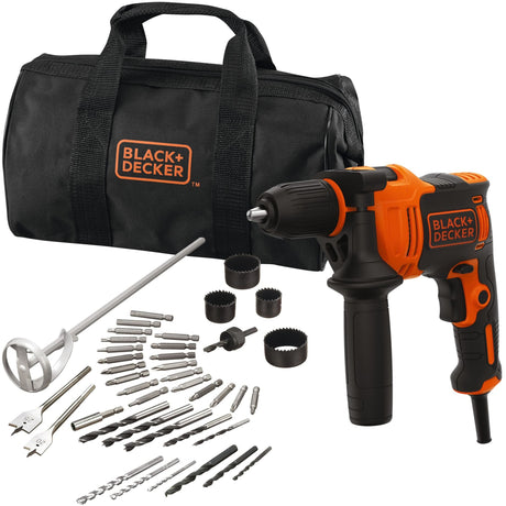 Wiertarka udarowa Black+decker 710w beh710sa40-qs (pomarańczowo-czarna, w zestawie 40 akcesoriów w miękkiej torbie)