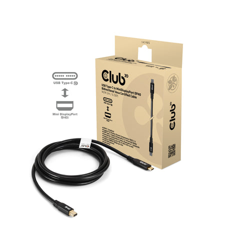 Dwukierunkowy adapter Club 3D z USB-C na Mini DisplayPort DP40 (czarny, 2 metry, certyfikat Vesa)