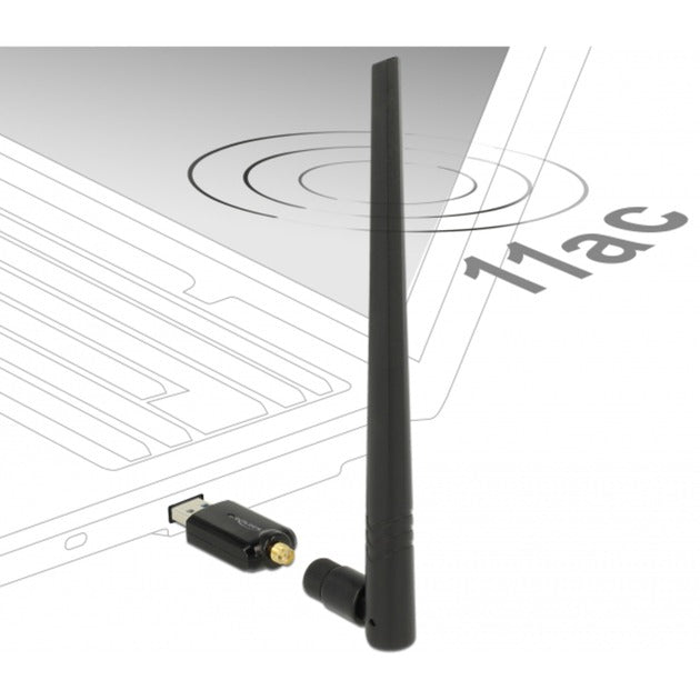 Delock Dwuzakresowa antena sztyftowa USB 3.0 WLAN (czarna)