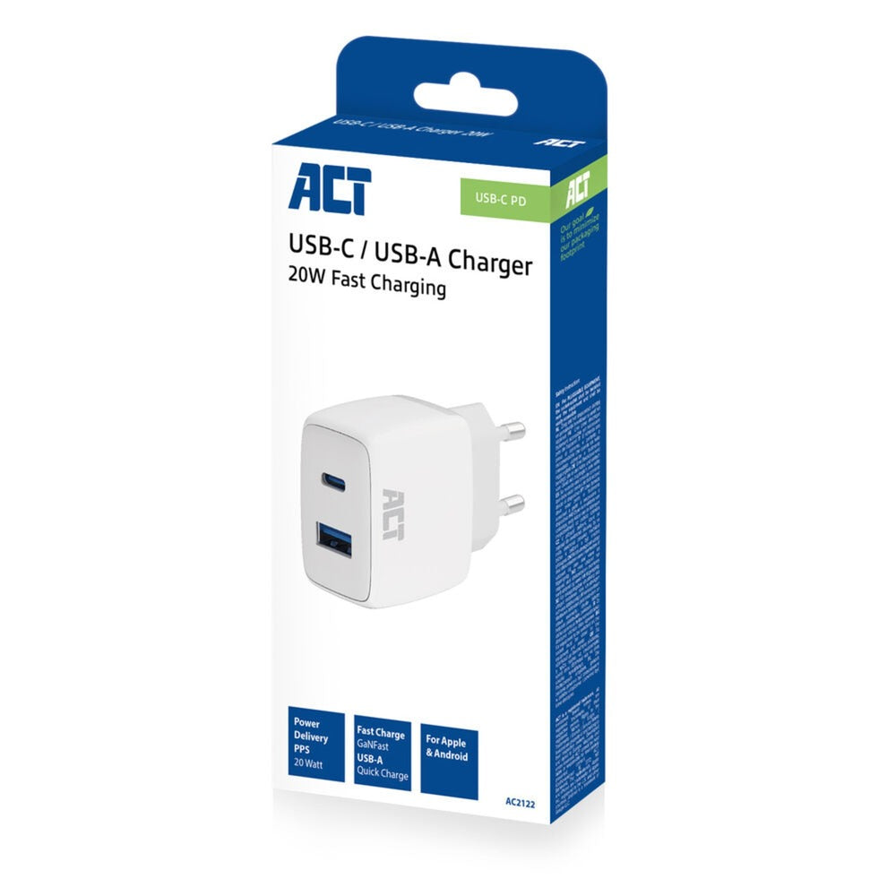 Ładowarka USB akt ac2122 biała