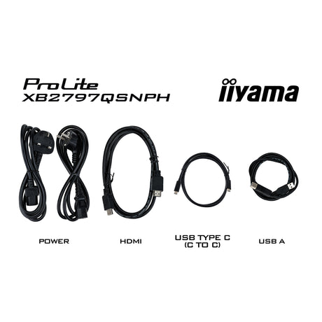 Monitor Iiyama prolite xb2797qsnph-b1 27 (czarny, hdmi, displayport, usb-c, lan, audio, kamerka internetowa)