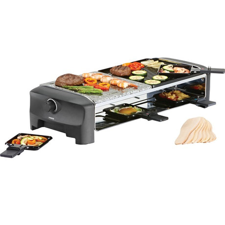 Zestaw dla smakoszy Princess raclette 8 z kamiennym grillem (szary czarny)
