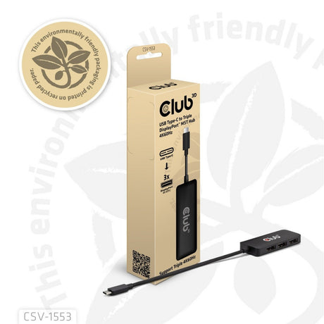 Koncentrator Club 3D USB-C na Triple DisplayPort MST (czarny, 4K60 Hz)