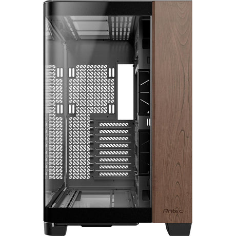 Antec c8 curve drewniana obudowa midi tower (kolor czarnego drewna | 2x USB-A | 1x USB-C | szkło hartowane)