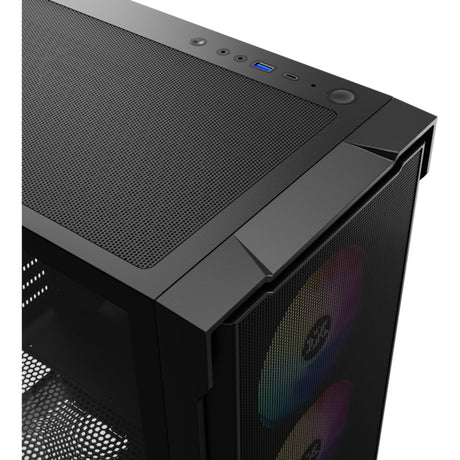 Obudowa Xyz PC Gear Airone 300-X Mesh Midi Tower (czarna | 1x USB-A | 1x USB-C | Szkło hartowane)
