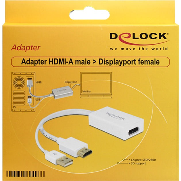 Delock adapter hdmi-a (męski) > displayport 1.2 (żeński) (biały, 0,245 m)