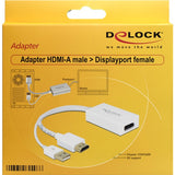 Delock adapter hdmi-a (męski) > displayport 1.2 (żeński) (biały, 0,245 m)