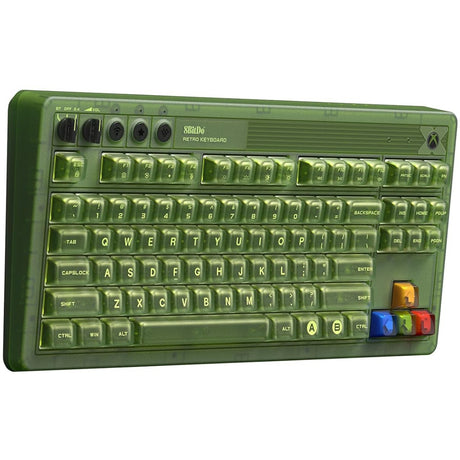 Klawiatura mechaniczna 8bitdo retro 87 - edycja xbox (zielona, układ us (qwerty), kailh box jellyfish x, 80% (tkl), nasadki klawiszy abs, bluetooth 5.0, bezprzewodowa 2.4g, usb)