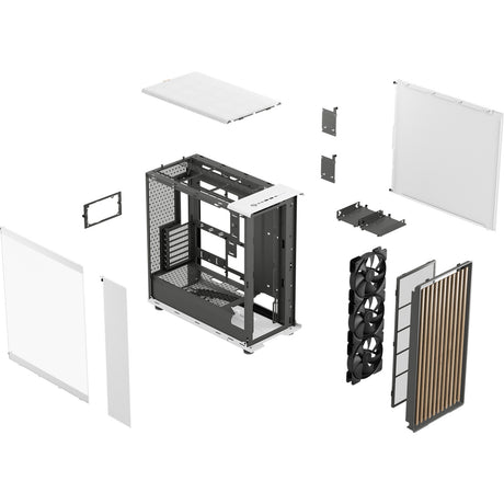 Fractal Design North XL RC Chalk White TG Clear Obudowa Midi Tower (biały kolor drewna | 2x USB-A | 1x USB-C | szkło hartowane)