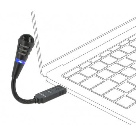 Delock Mikrofon USB na gęsiej szyi z przyciskiem wyciszenia (czarny)