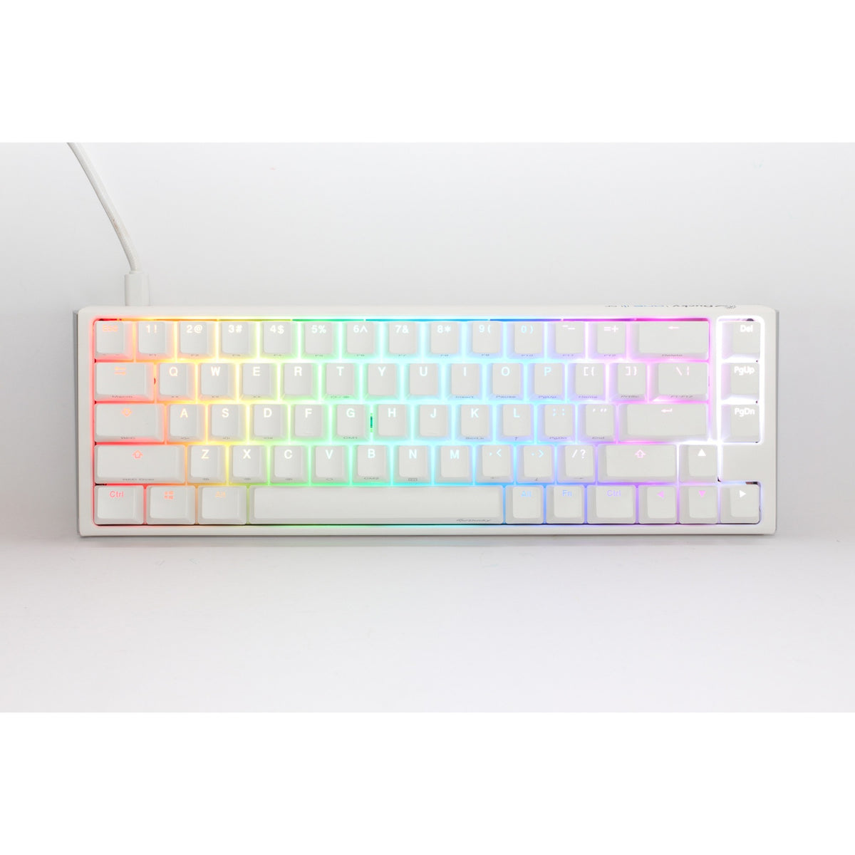 Ducky one 3 klasyczna, czysta biała klawiatura mechaniczna SF RGB (biała, układ US (Qwerty), wiśniowy MX brązowy, 65%, diody LED RGB, podwójny strzał PBT, możliwość wymiany podczas pracy, mechanika Quack)