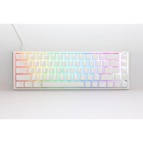 Ducky one 3 klasyczna, czysta biała klawiatura mechaniczna SF RGB (biała, układ US (Qwerty), wiśniowy MX brązowy, 65%, diody LED RGB, podwójny strzał PBT, możliwość wymiany podczas pracy, mechanika Quack)