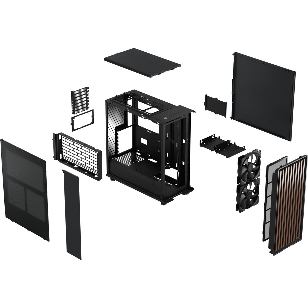 Obudowa North Midi Tower o konstrukcji fraktalnej (kolor czarnego drewna | 2x USB-A | 1x USB-C)