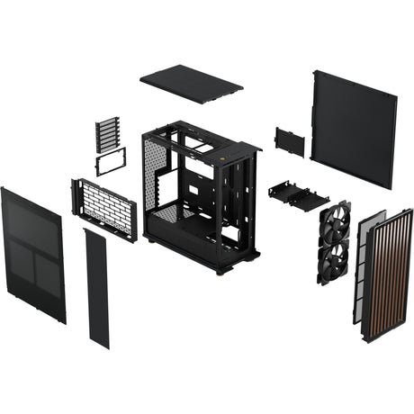 Obudowa North Midi Tower o konstrukcji fraktalnej (kolor czarnego drewna | 2x USB-A | 1x USB-C)