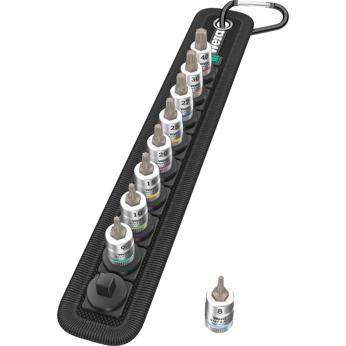Zestaw nakrętek Wera Belt A3 Torx HF Zyklop z funkcją uchwytu, 1 klucz nasadowy 4 (czarno-srebrny)