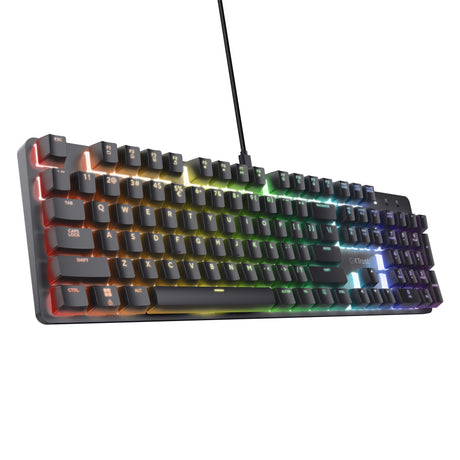 Mechaniczna klawiatura do gier Trust GXT 871 Zora (czarna, układ US (QWERTY), Huano Red, 100%, RGB)