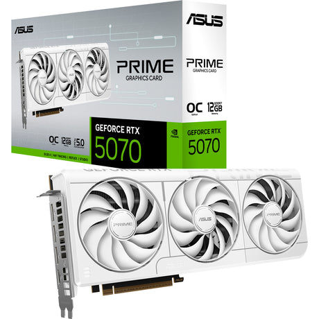 Karta graficzna Asus Prime GeForce RTX 5070 OC White (biała, 3x Display Port, 2x HDMI, DLSS 4)