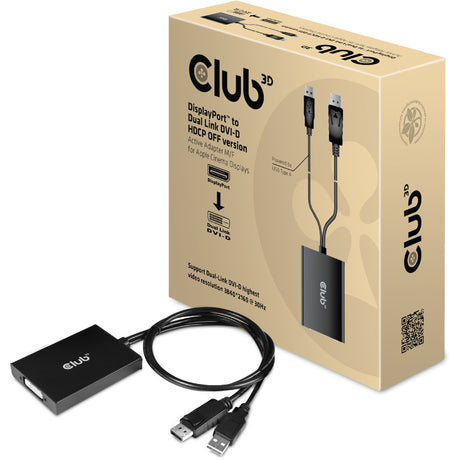Club 3D DisplayPort na Dual Link DVI-D HDCP Wersja wyłączona Aktywny adapter do wyświetlaczy Apple Cinema (czarny)