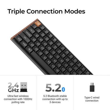 Keychron k3 max se qmk bezprzewodowa, niestandardowa klawiatura mechaniczna (czarna, układ amerykański (qwerty), banan mleczny, 75%, rgb, hot swap, 2,4 ghz | bluetooth 5.3 | usb-c)
