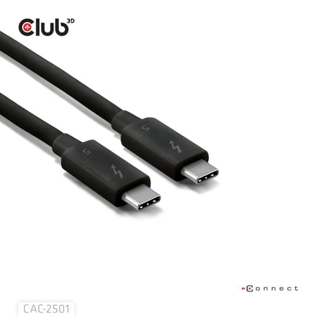 Certyfikat Club 3d Thunderbolt 5 8k240hz kabel (czarny, dane 80 120 Gbps, epr 240 W, 1 metr)