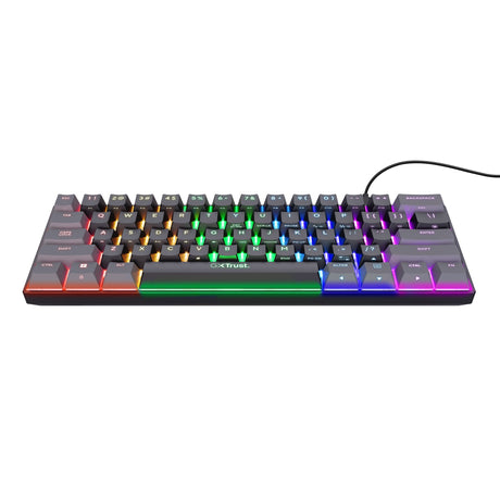 Trust GXT 867 Acira mini mechaniczna klawiatura do gier 60% (czarna, układ US (QWERTY), Outemu Red, 60%, RGB)