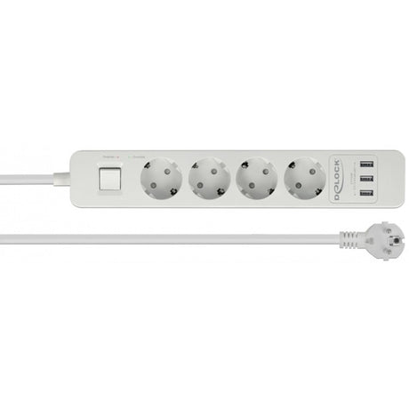 Delock 4-kierunkowa listwa zasilająca z portami USB listwa zasilająca (biała)