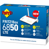 Fritz! box 6850 lte międzynarodowy router wlan lte (biały czerwony, 4g (lte), 3g 3g+ (umts hspa+), mesh wi-fi)