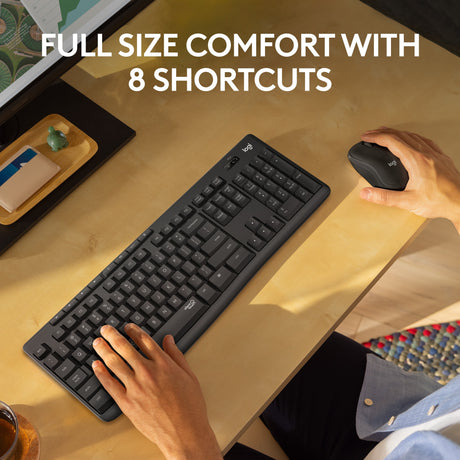 Zestaw komputerów stacjonarnych Logitech mk295 cicha bezprzewodowa klawiatura i mysz (czarny, układ USA-International (QWERTY), 100%)