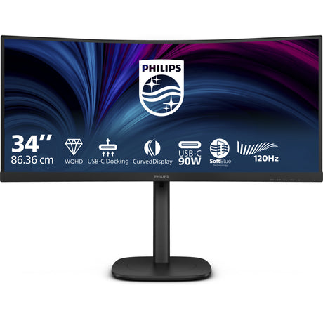 Philips 34b2u3600c 34 zakrzywiony monitor ultrawide (czarny, HDMI, Display Port, 4x USB-A, USB-B, USB-C, RJ-45)