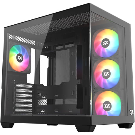 Xyz pc gear tesseract x obudowa midi tower (czarna | 2x USB-A | 1x USB-C | szkło hartowane)