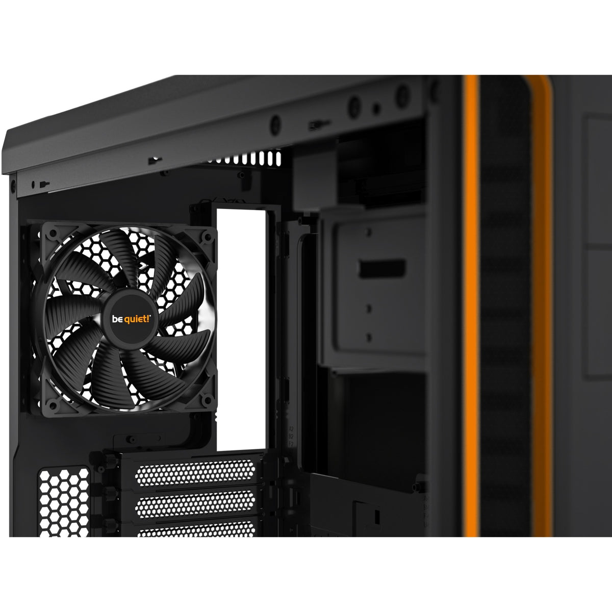 Bądź cicho! obudowa midi tower pure base 600 window (czarno-pomarańczowa | 2x USB-A | szkło hartowane)