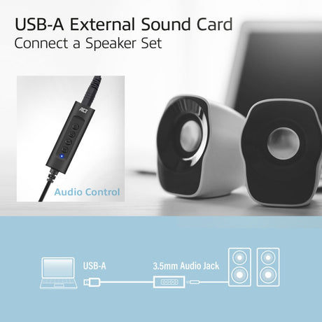 Łączność Act Zewnętrzna karta dźwiękowa USB-A (czarna)