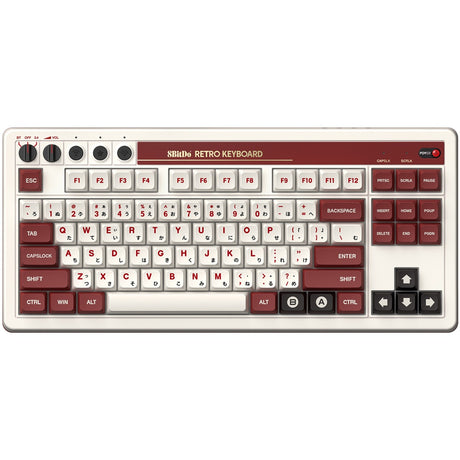 Klawiatura mechaniczna 8bitdo retro edycja rodzinna (beżowy, układ us (qwerty), kailh box biały, 80% (tkl), bluetooth low Energy, bezprzewodowa 2.4g, USB)